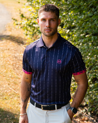 What a Shanker Polo Shirt - Dark Navy Pinstripe